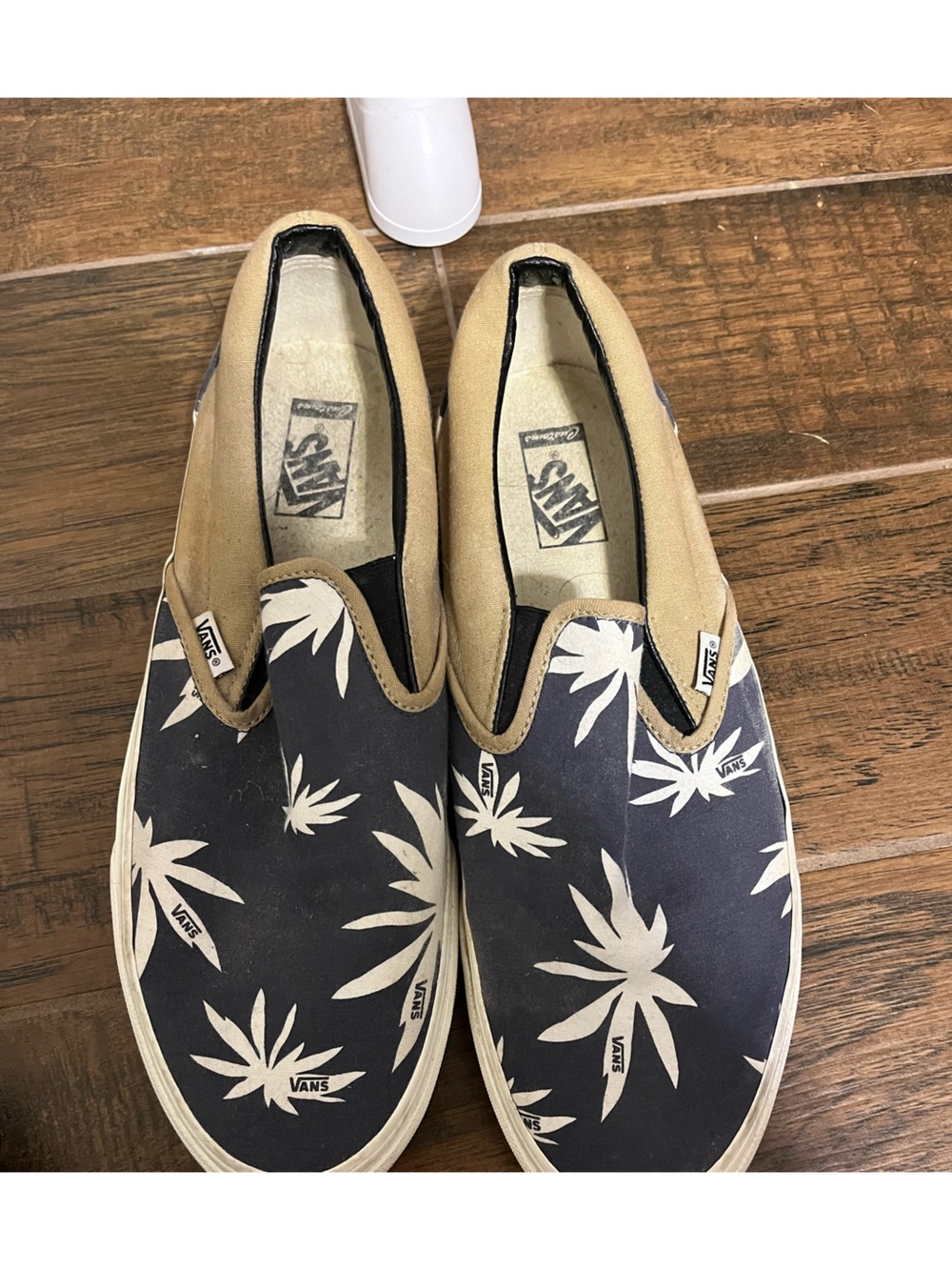 Vans Slip-On Floral Canvas Loafers in Navy and Tan